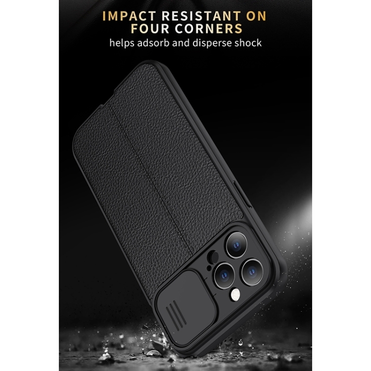  iPhone 14 Pro Skal Litchi CamShield Svart
