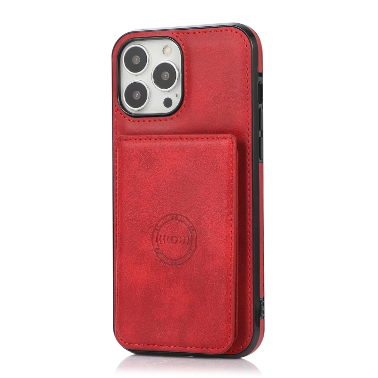  iPhone 14 Pro Skal Med Kortfack Och Magnet Röd
