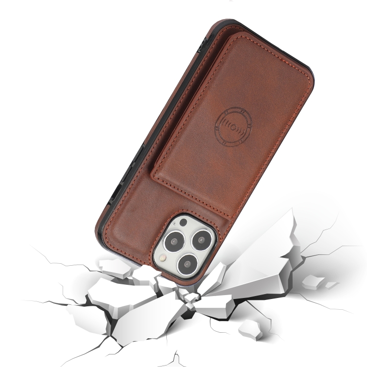  iPhone 14 Pro Skal Med Kortfack Och Magnet Brun