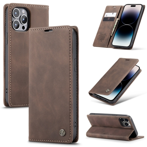 CASEME CASEME iPhone 14 Pro Fodral Retro Flip Mörk Brun