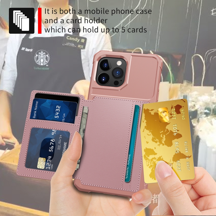  iPhone 14 Pro Skal Med Plånboksfunktion Roséguld