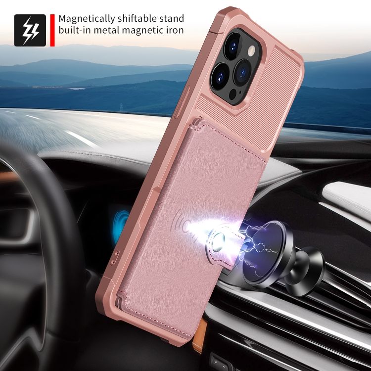  iPhone 14 Pro Skal Med Plånboksfunktion Roséguld