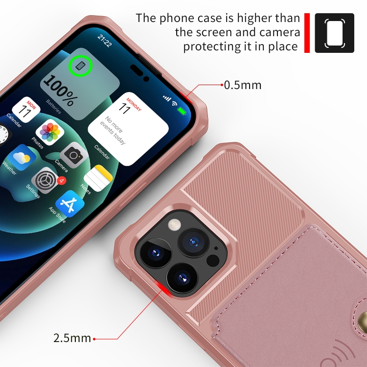  iPhone 14 Pro Skal Med Plånboksfunktion Roséguld