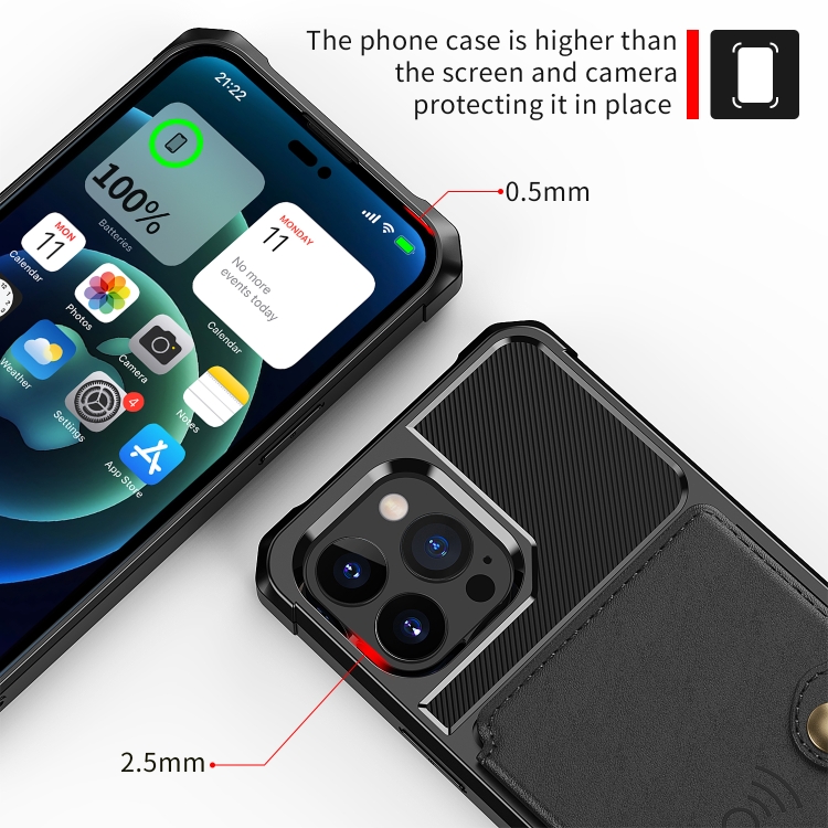  iPhone 14 Pro Skal Med Plånboksfunktion Svart
