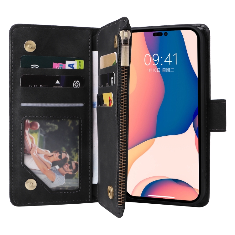  iPhone 14 Pro Fodral Flerfack Multifunktionell Svart