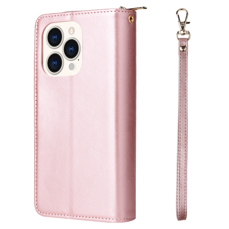  iPhone 14 Pro Fodral 9-Kort Multifunktionell Roséguld