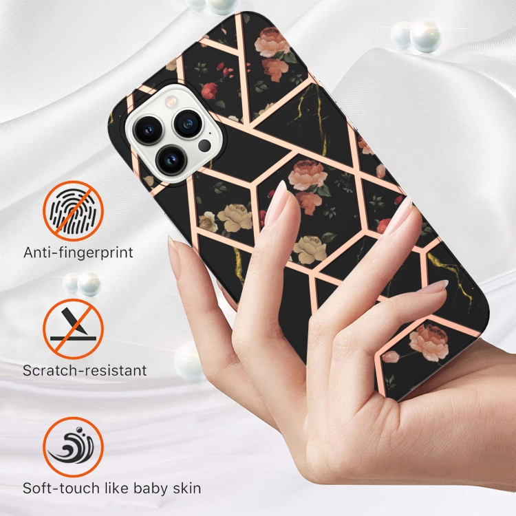 iPhone 14 Pro Skal Marmor TPU Svart