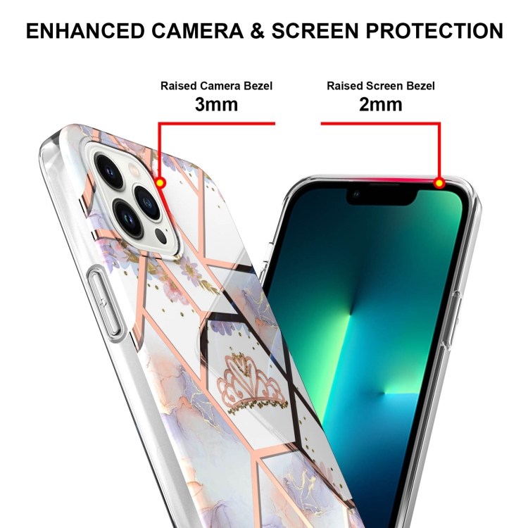  iPhone 14 Pro Skal Marmor TPU Krona