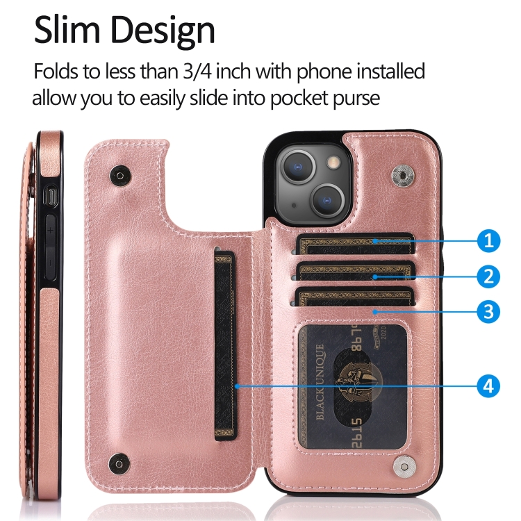  iPhone 14 Pro Skal Med Kortfack Roséguld
