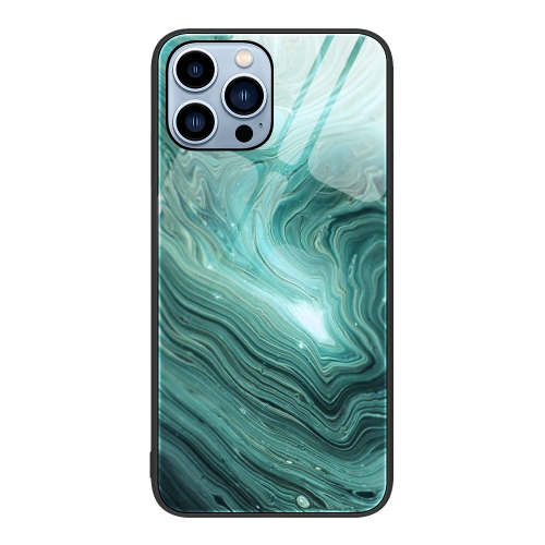  iPhone 14 Pro Skal Marmor Härdat Glas Waves