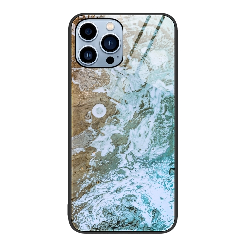  iPhone 14 Pro Skal Marmor Härdat Glas Beach