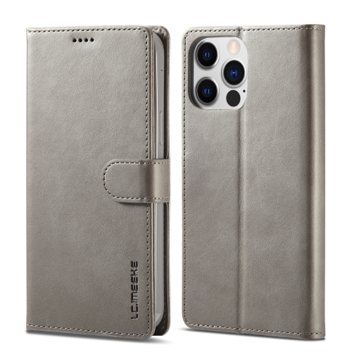 LC.IMEEKE LC.IMEEKE iPhone 14 Pro Fodral Läder Grå