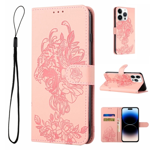  iPhone 14 Pro Fodral Tiger Tryck Roséguld