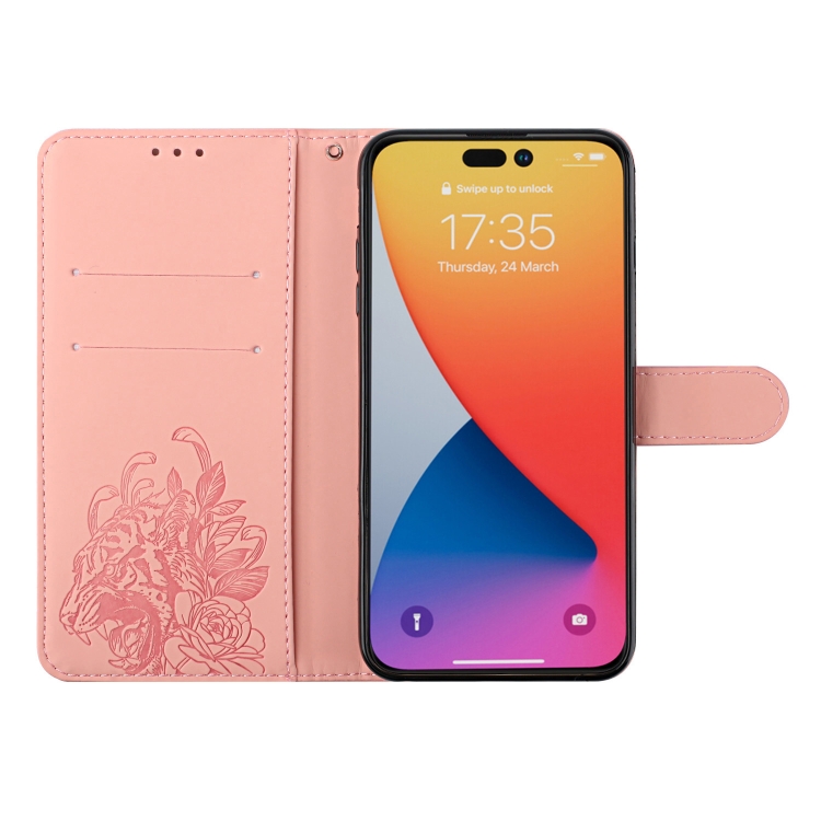  iPhone 14 Pro Fodral Tiger Tryck Roséguld