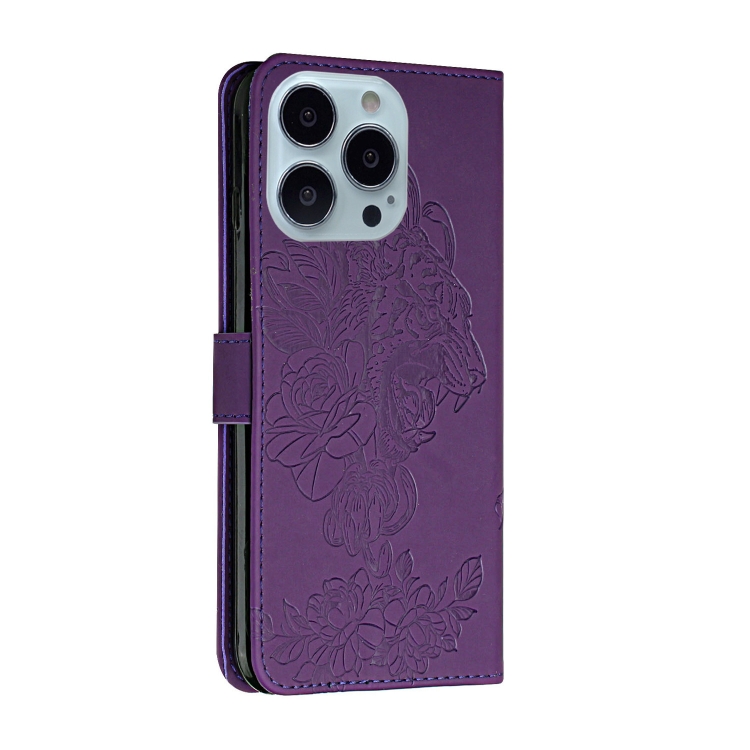  iPhone 14 Pro Fodral Tiger Tryck Lila