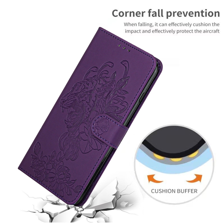  iPhone 14 Pro Fodral Tiger Tryck Lila