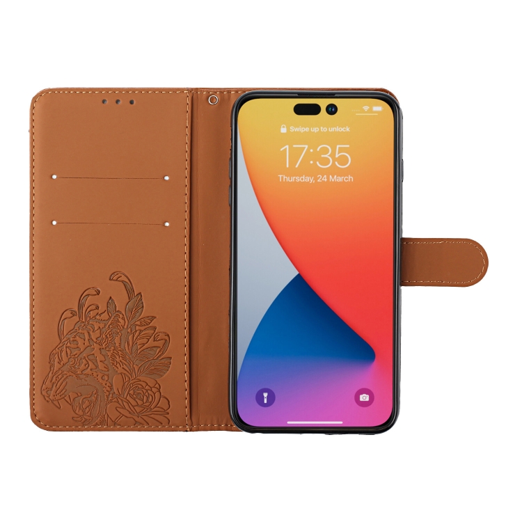  iPhone 14 Pro Fodral Tiger Tryck Brun