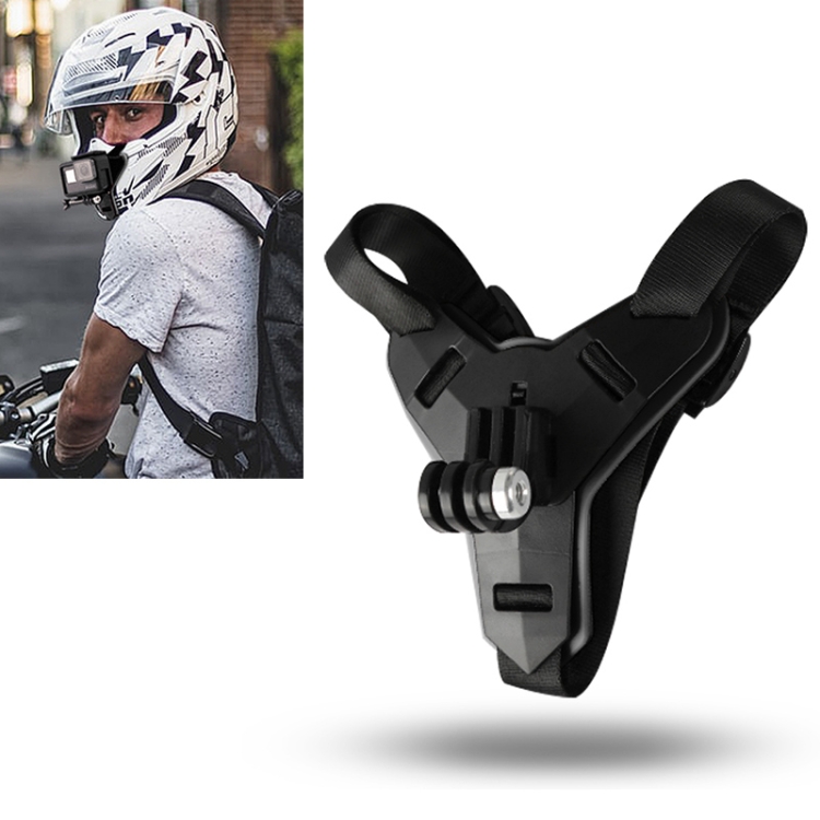  Motorcykelhjälm Hakbandsfäste För Actionkamera Svart