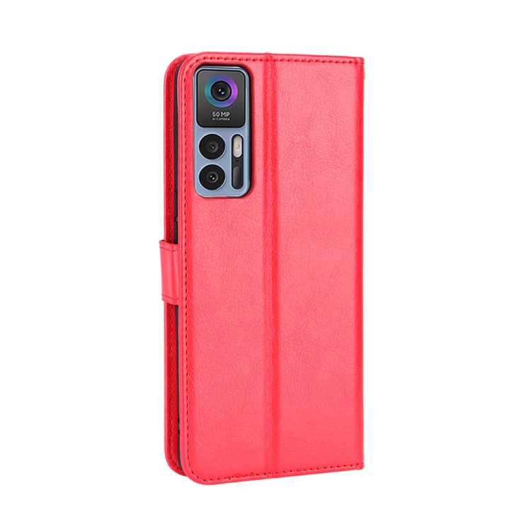  TCL 30+ (2022) Fodral Crazy Horse Retro Läder Röd