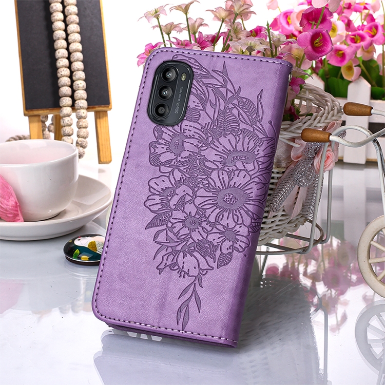  Motorola Moto G52/G82 Fodral Tryckt Fjäril Lila