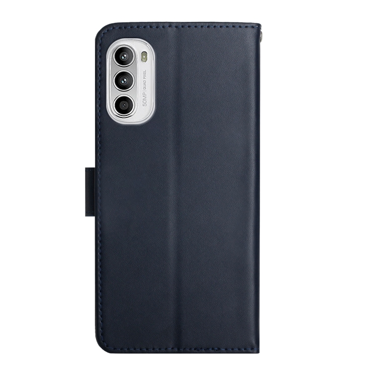  Motorola Moto G52/G82 Fodral Äkta Läder Nappa Textur Blå