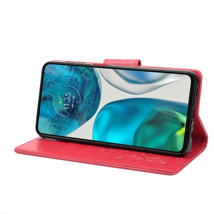  Motorola Moto G52/G82 Fodral Blommigt Tryck Röd