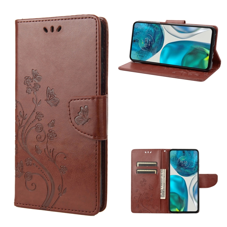  Motorola Moto G52/G82 Fodral Blommigt Tryck Brun