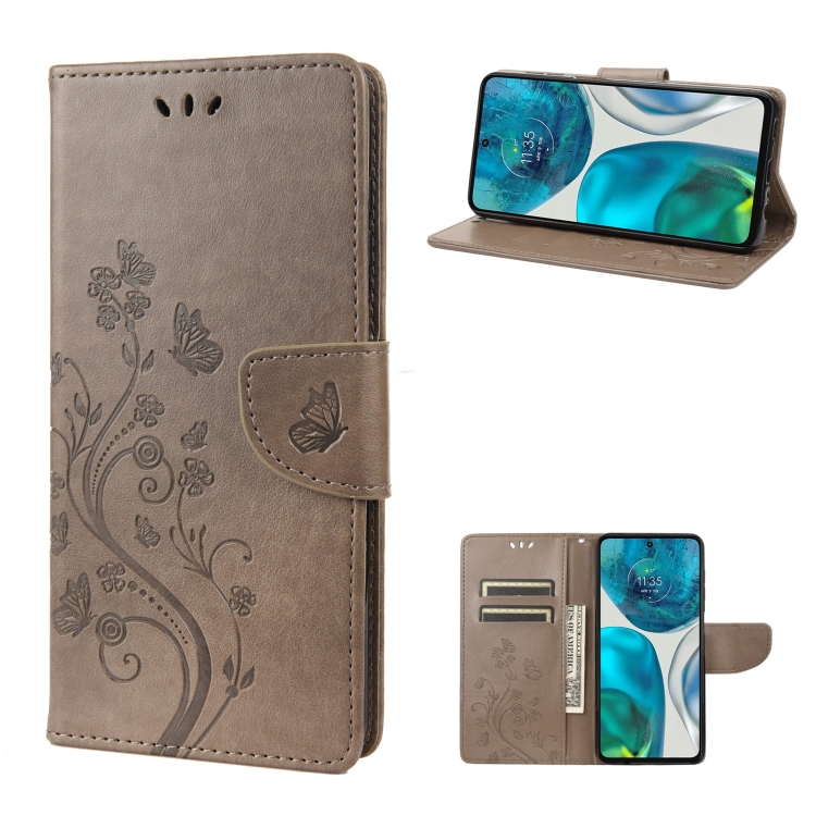  Motorola Moto G52/G82 Fodral Blommigt Tryck Grå