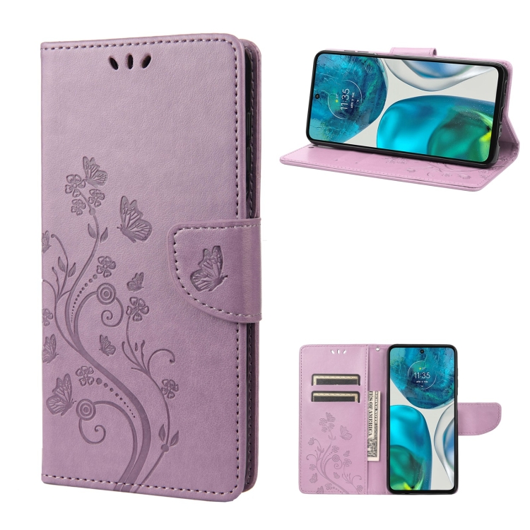  Motorola Moto G52/G82 Fodral Blommigt Tryck Ljus Lila