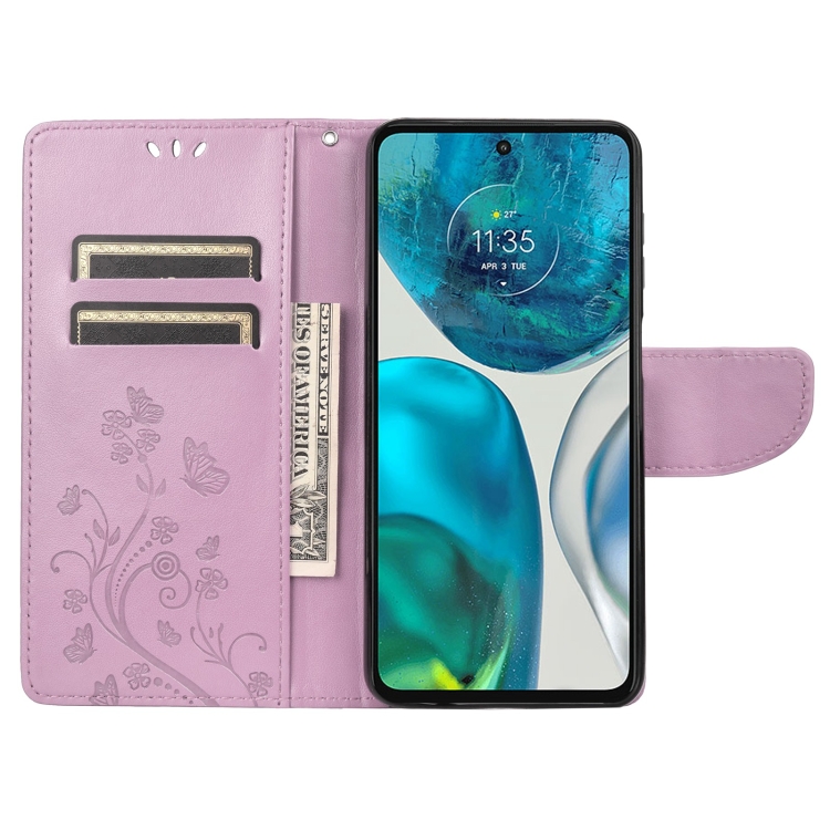  Motorola Moto G52/G82 Fodral Blommigt Tryck Ljus Lila