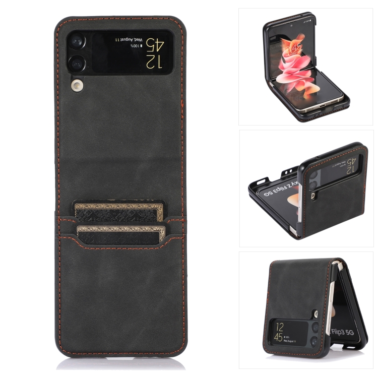  Galaxy Z Flip 3 Fodral Med 2 Kortfack Svart