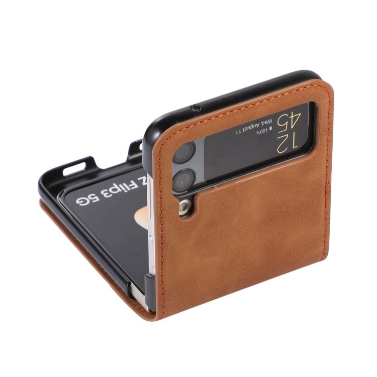  Galaxy Z Flip 3 Fodral Med 2 Kortfack Brun