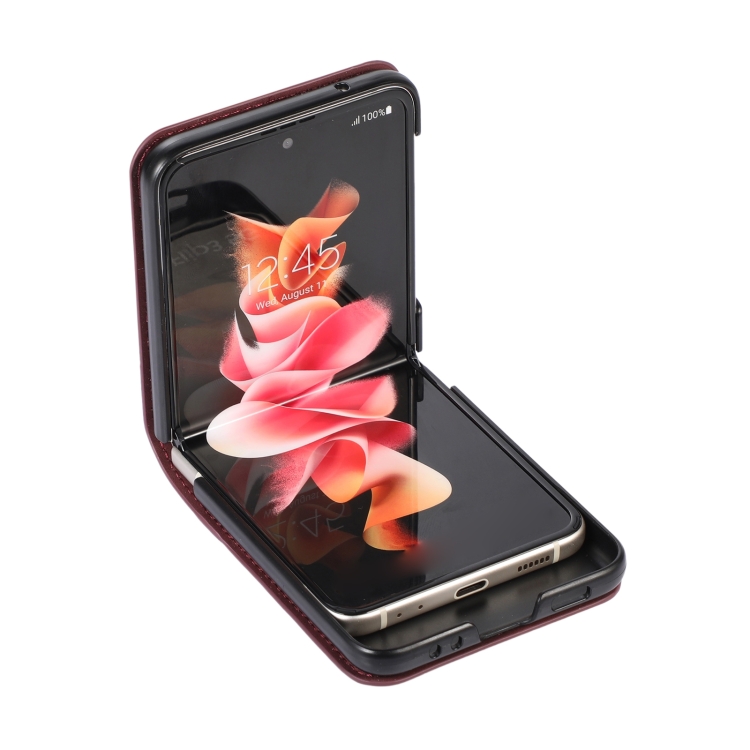  Galaxy Z Flip 3 Fodral Med 2 Kortfack Brun