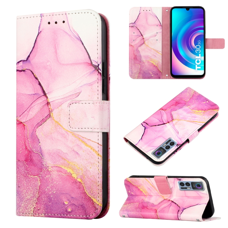  TCL 30+ (2022) Fodral Marmor Rosa/Lila/Guld