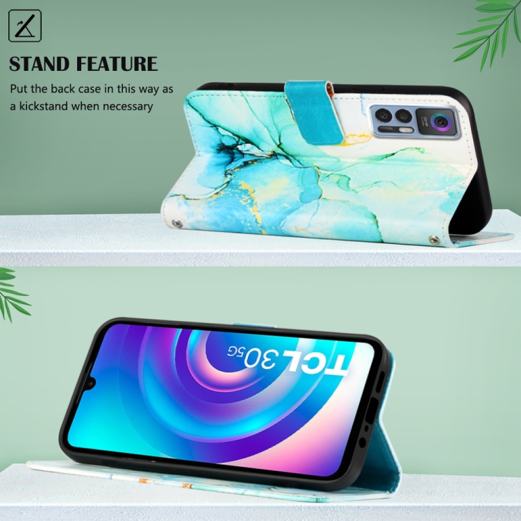  TCL 30+ (2022) Fodral Marmor Grön