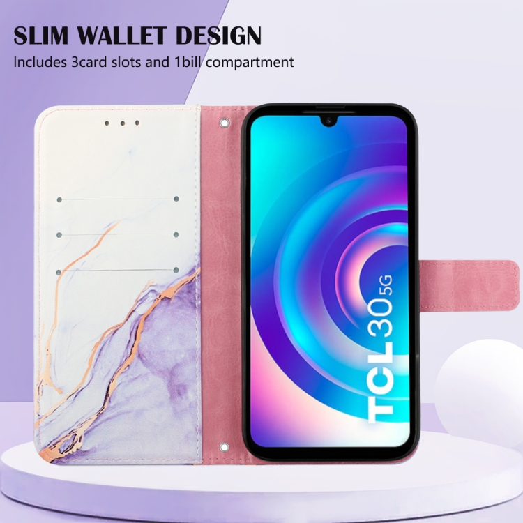  TCL 30+ (2022) Fodral Marmor Vit/Lila