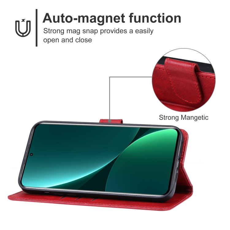  Xiaomi 13 Pro 5G Fodral Solid Läder Röd