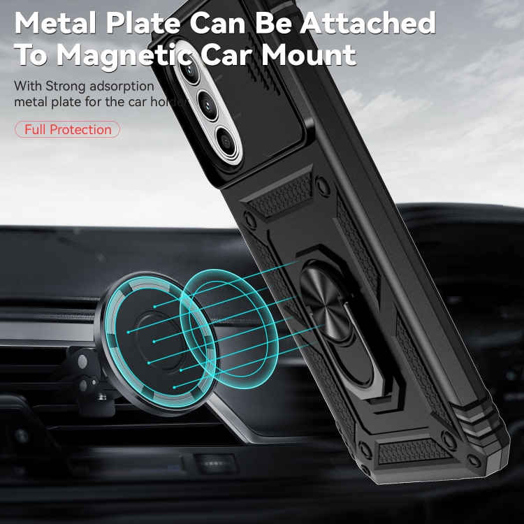  Motorola Moto G52/G82 Skal CamShield Ring Armor Svart