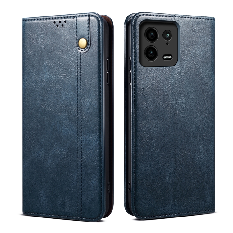  Xiaomi 13 Pro 5G Fodral Oil Wax Flip Läder Blå