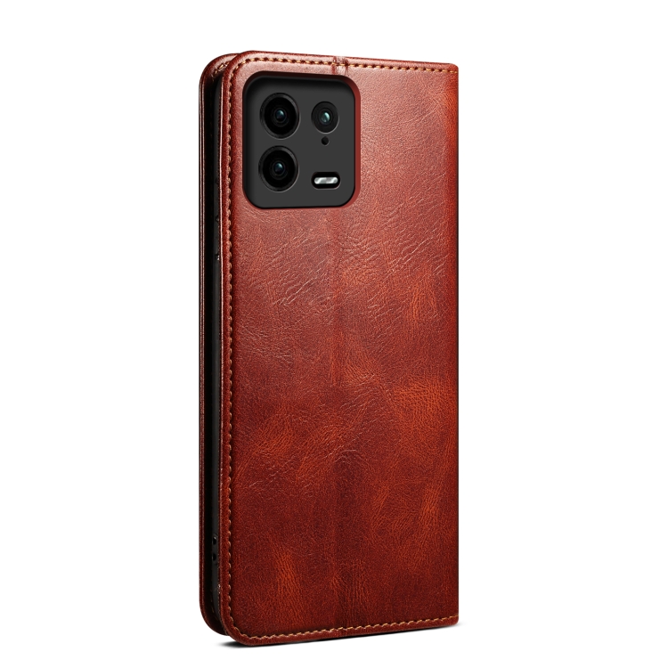  Xiaomi 13 Pro 5G Fodral Oil Wax Flip Läder Brun