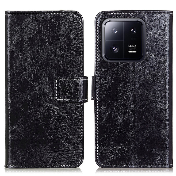  Xiaomi 13 5G Fodral Crazy Horse Retro Läder Svart