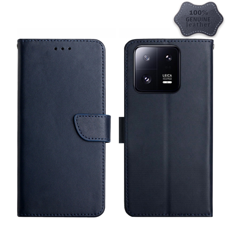  Xiaomi 13 5G Fodral Äkta Läder Nappa Textur Blå