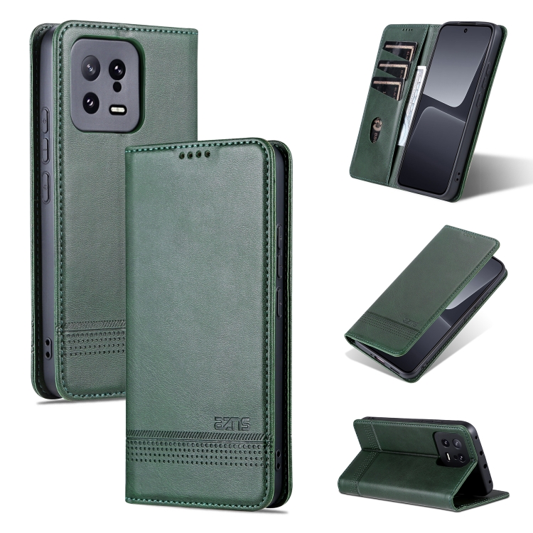 AZNS AZNS Xiaomi 13 5G Fodral Flip Läder Mörk Grön