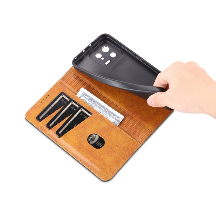 AZNS AZNS Xiaomi 13 5G Fodral Flip Läder Ljus Brun