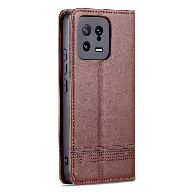 AZNS AZNS Xiaomi 13 5G Fodral Flip Läder Mörk Brun