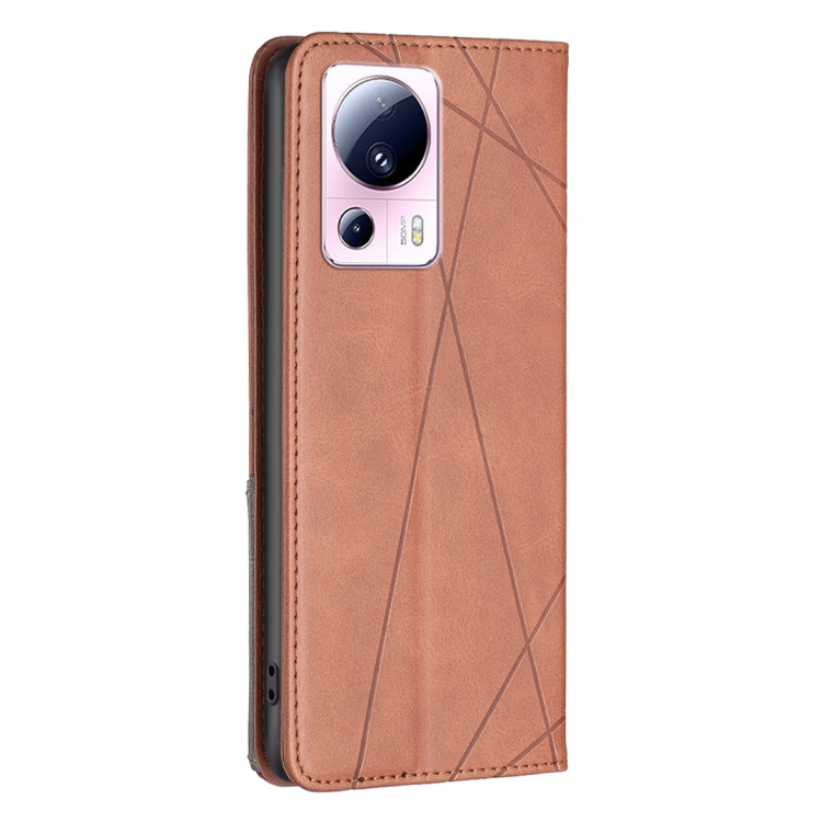  Xiaomi 13 Lite 5G Fodral Geometriskt Flip Läder Brun