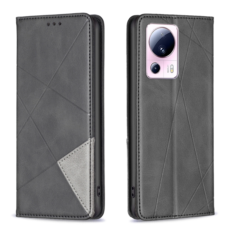  Xiaomi 13 Lite 5G Fodral Geometriskt Flip Läder Svart