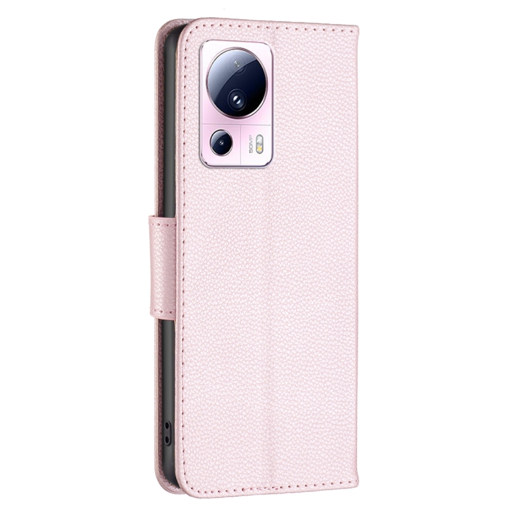  Xiaomi 13 Lite 5G Fodral Litchi Shark Läder Roséguld