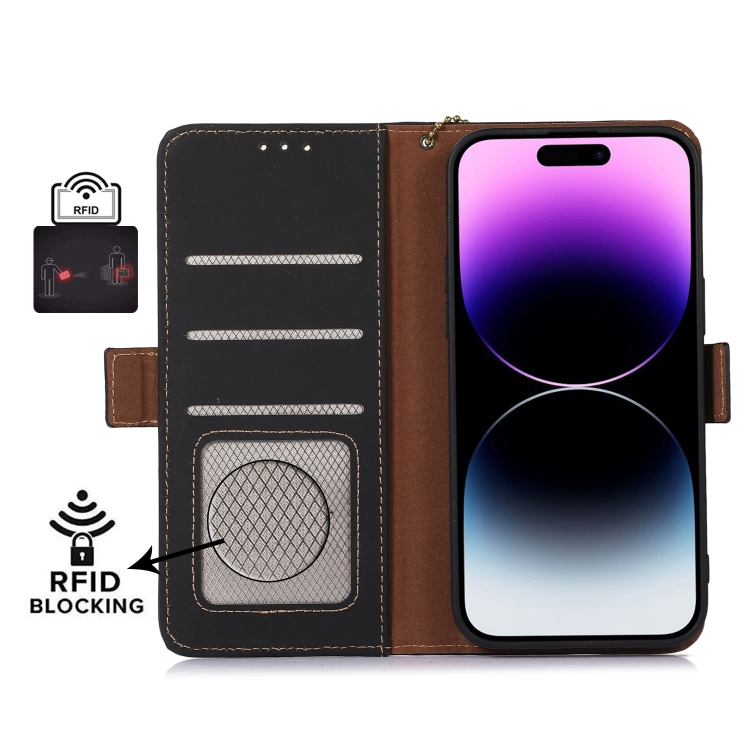  Xiaomi 13 Lite 5G Fodral RFID Äkta Läder Svart