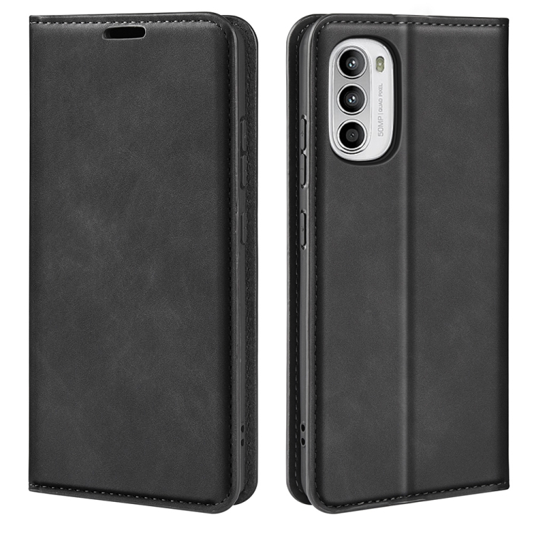  Motorola Moto G52/G82 Fodral Flip Retro Läder Svart